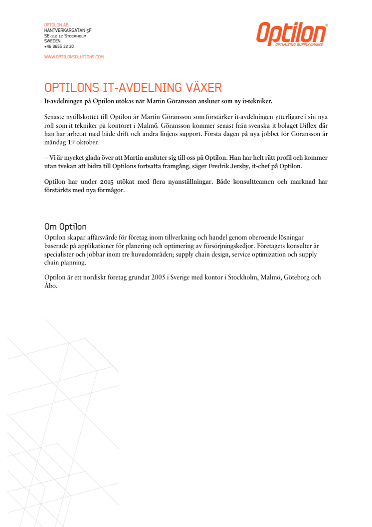 Optilons it-avdelning växer