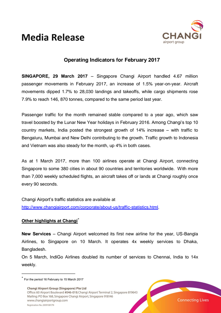 Operating Indicators for February 2017