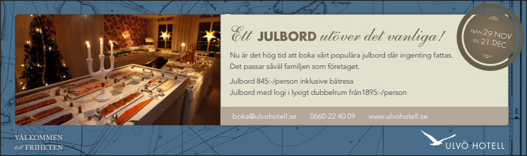 Ett av norrlands bästa julbord hittar du på Ulvö Hotell -Tillagad av Copperhill kock 
