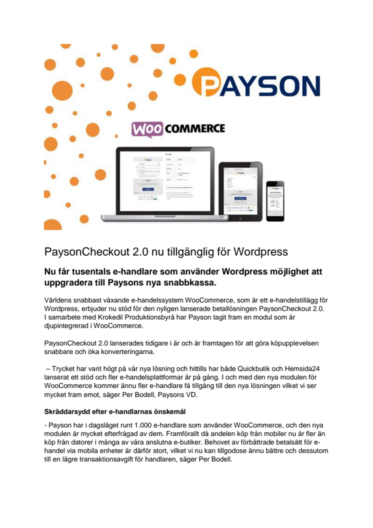 PaysonCheckout 2.0 nu tillgänglig för Wordpress