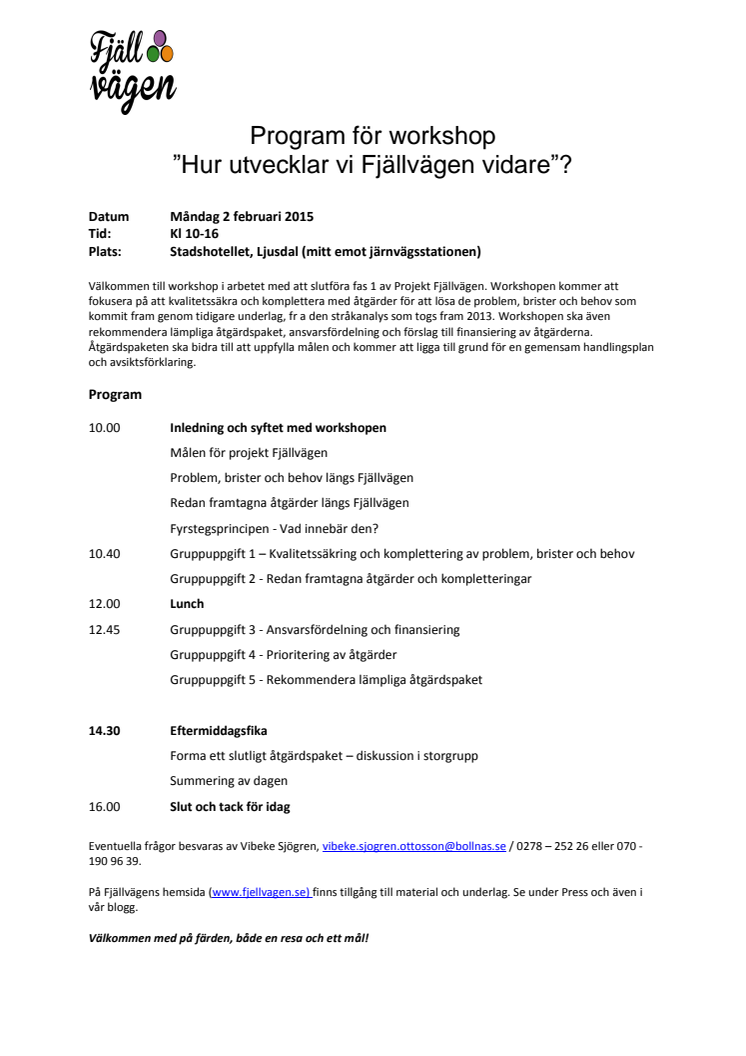 Program Workshop 2 februari i Ljusdal