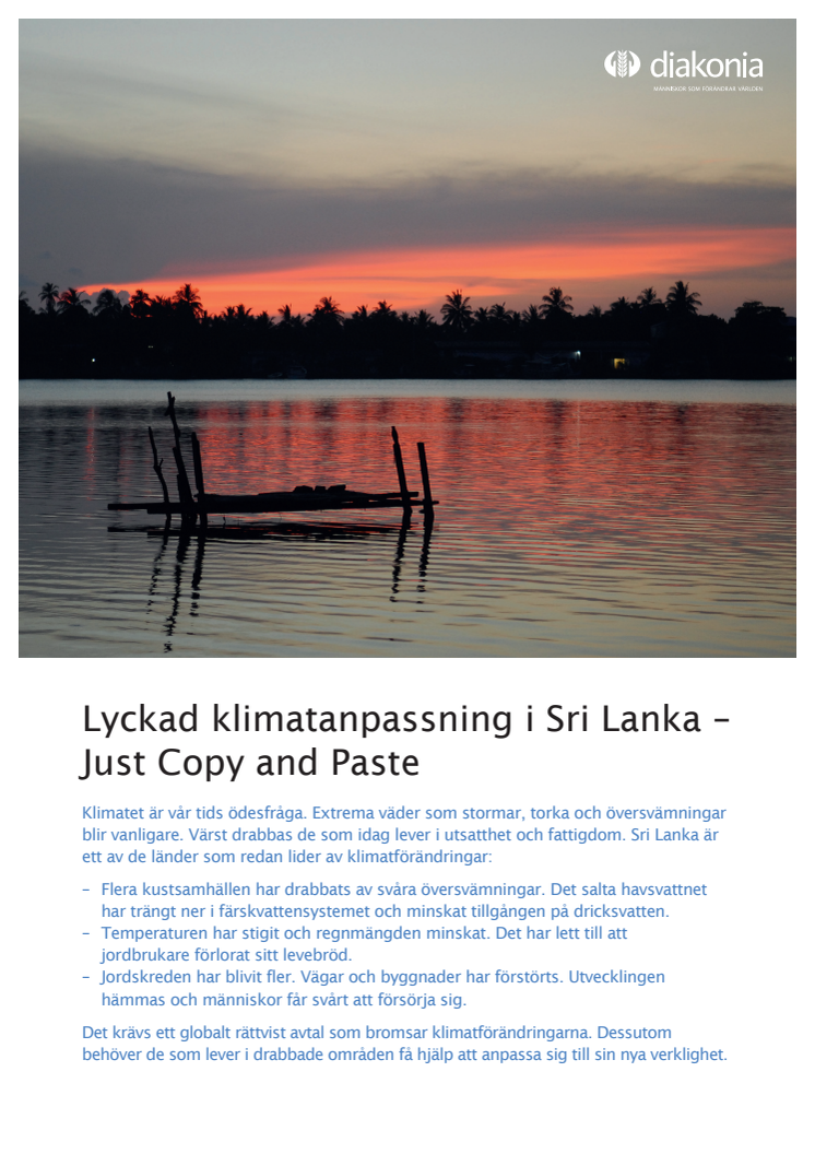 Infoblad: Lyckad klimatanpassning i Sri Lanka - Just Copy and Paste