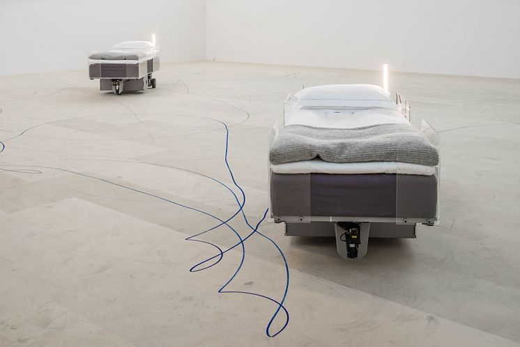 Carsten Höller, Two Roaming Beds (Grey), 2015
