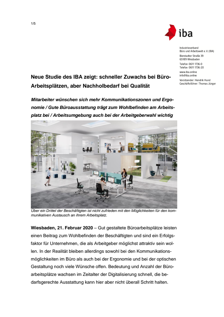 Neue Studie des IBA zeigt: schneller Zuwachs bei Büro-Arbeitsplätzen, aber Nachholbedarf bei Qualität