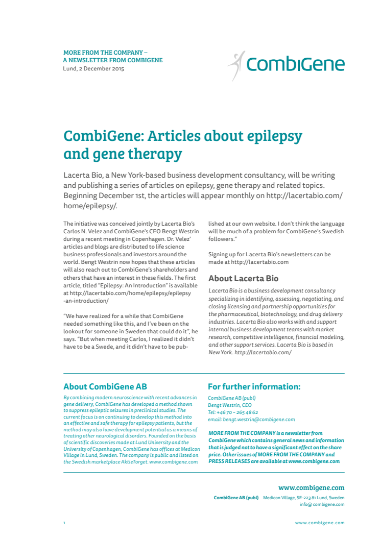 Artiklar om epilepsi och genterapi