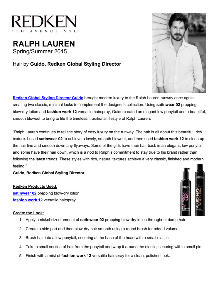 REDKEN for Ralph Lauren NYFW SS15