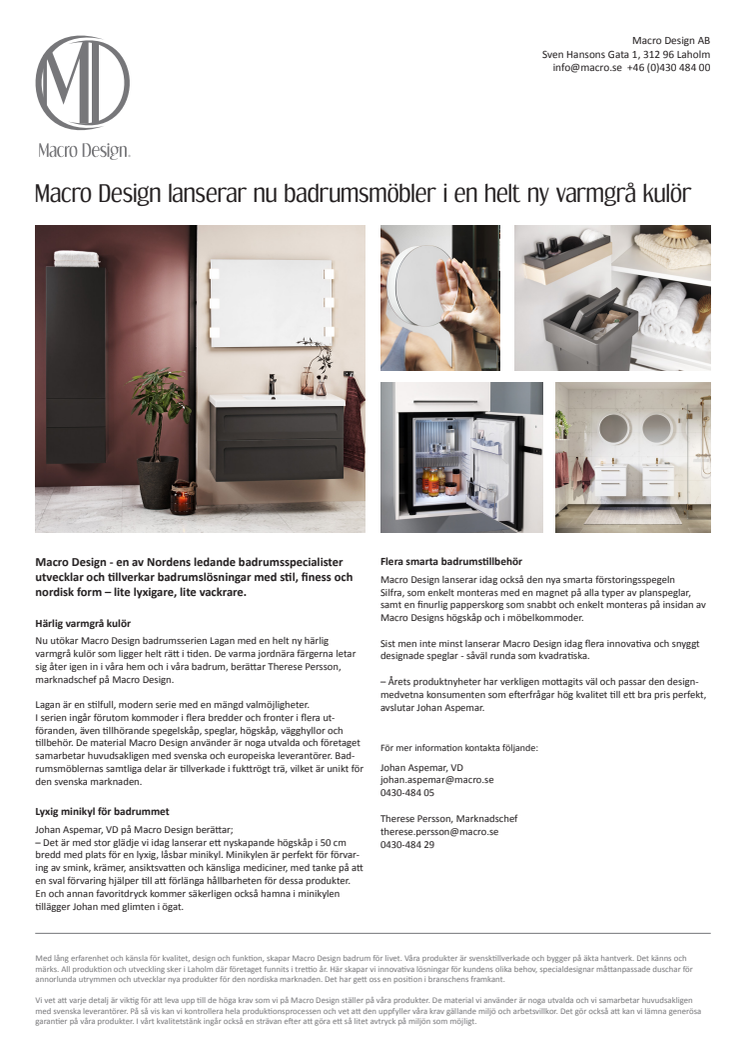 Macro Design lanserar nu badrumsmöbler i en helt ny varmgrå kulör