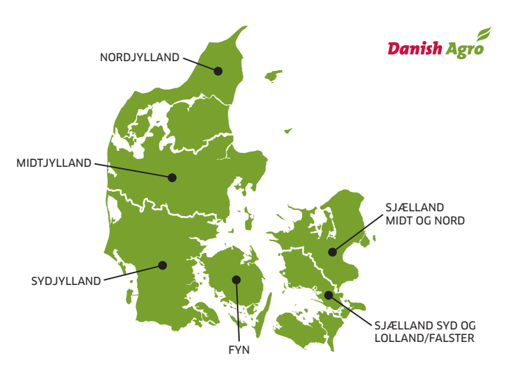 Danmarkskort - Danish Agros valgregioner