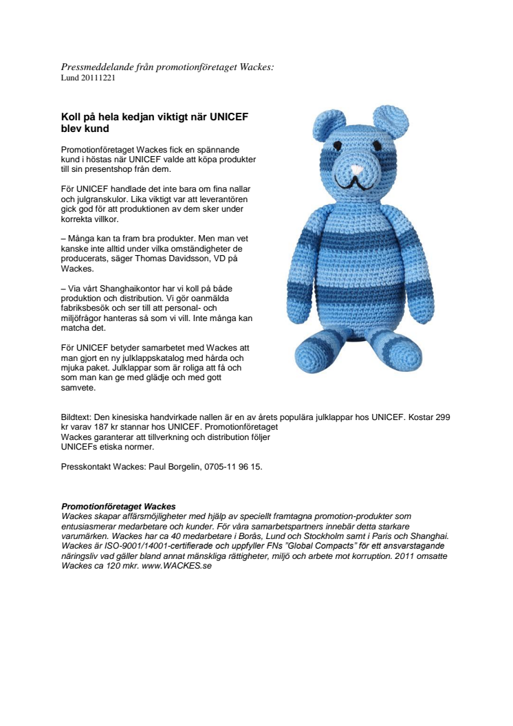 Koll på hela kedjan viktigt när UNICEF blev kund