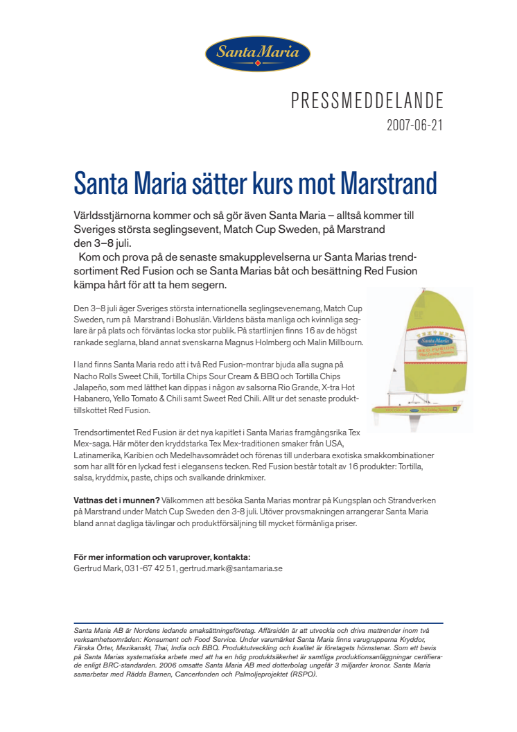 Santa Maria sätter kurs mot Marstrand