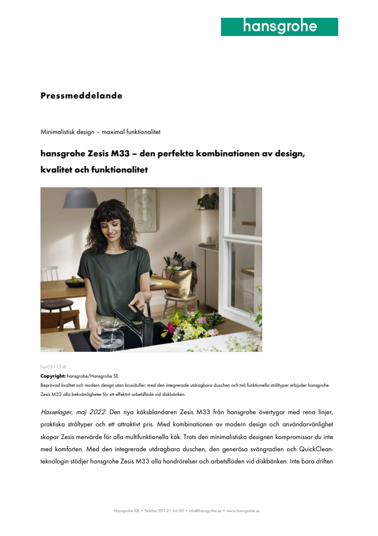 hansgrohe Zesis M33 – den perfekta kombinationen av design, kvalitet och funktionalitet