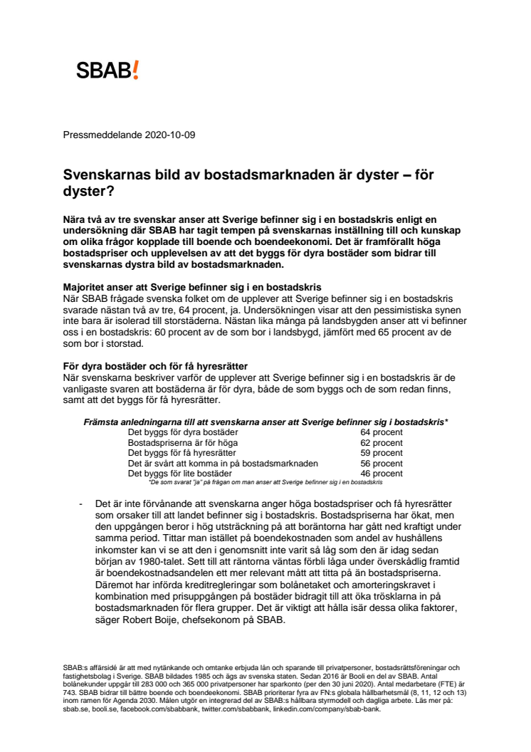 Svenskarnas bild av bostadsmarknaden är dyster – för dyster? 