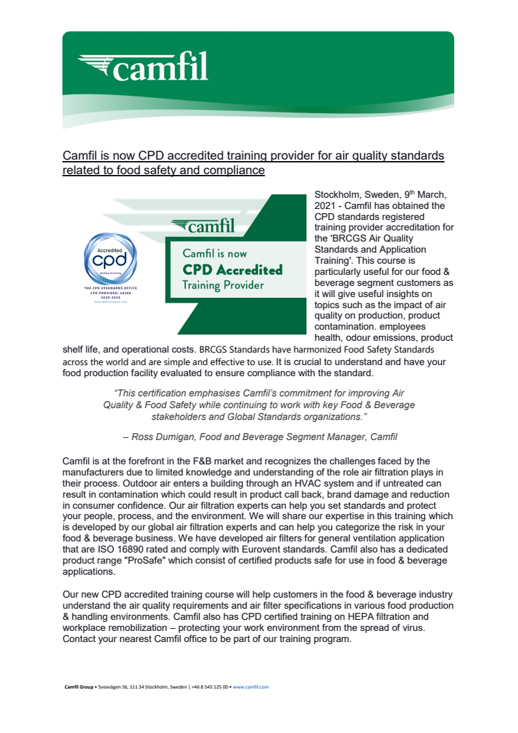 Camfil CPD training accreditaion for f&b segment.pdf