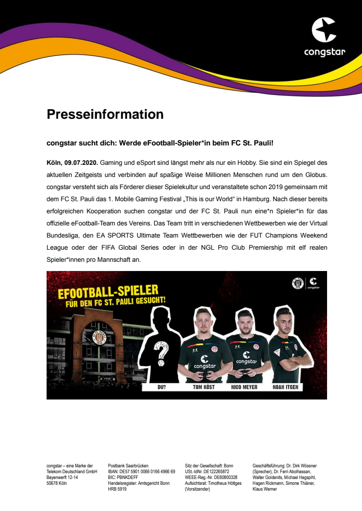 congstar sucht dich: Werde eFootball-Spieler*in beim FC St. Pauli!