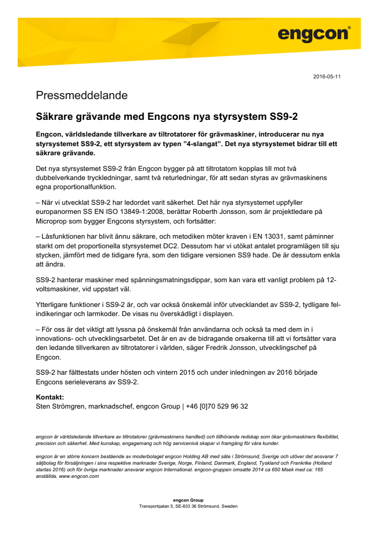 Säkrare grävande med Engcons nya styrsystem SS9-2