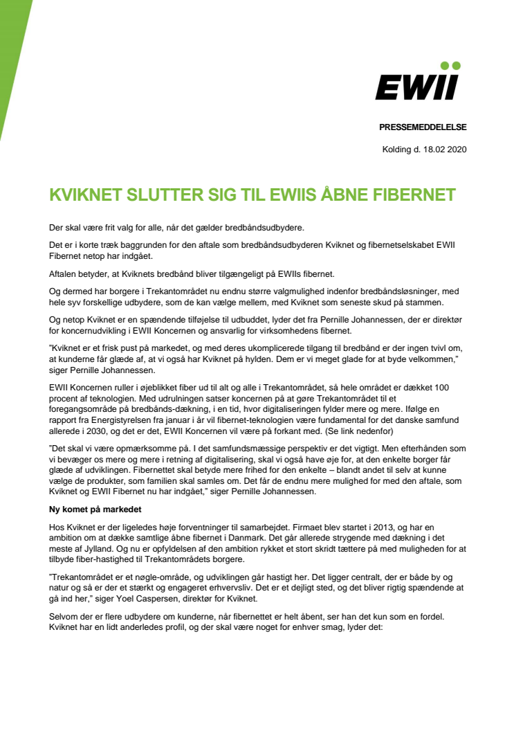 Kviknet slutter sig til EWIIS åbne fibernet