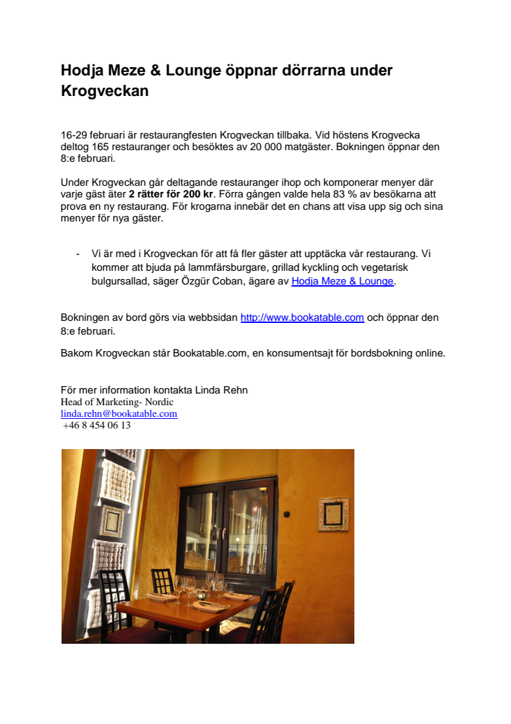 Hodja Meze & Lounge i Uppsala deltar i Krogveckan