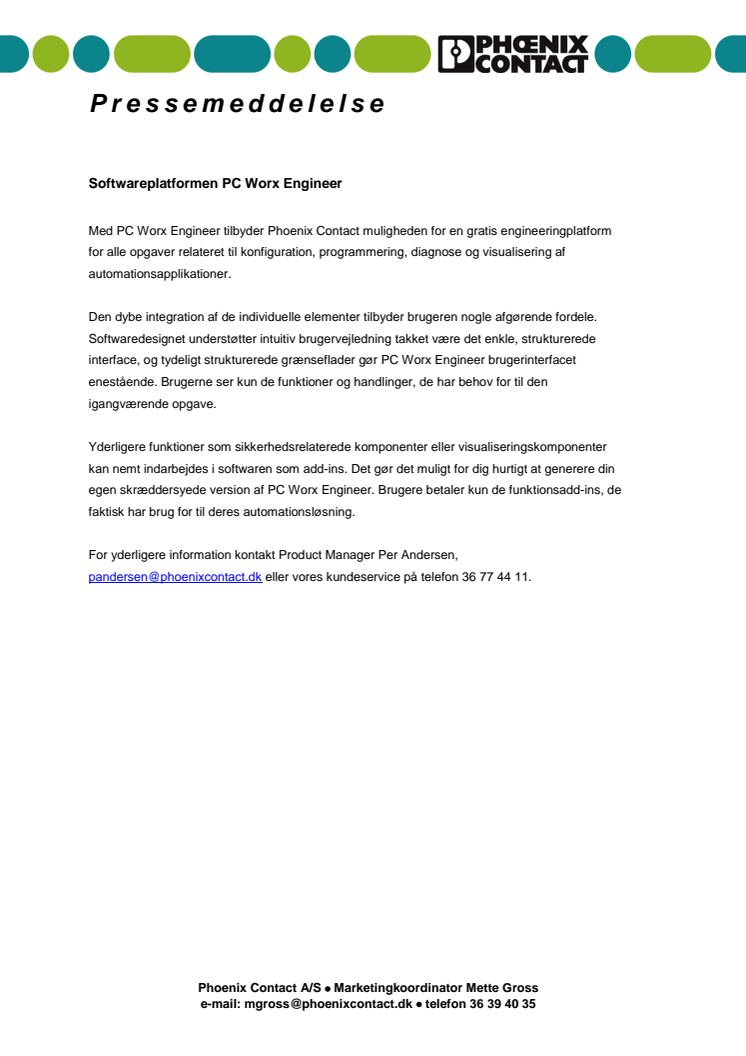Softwareplatformen PC Worx Engineer 