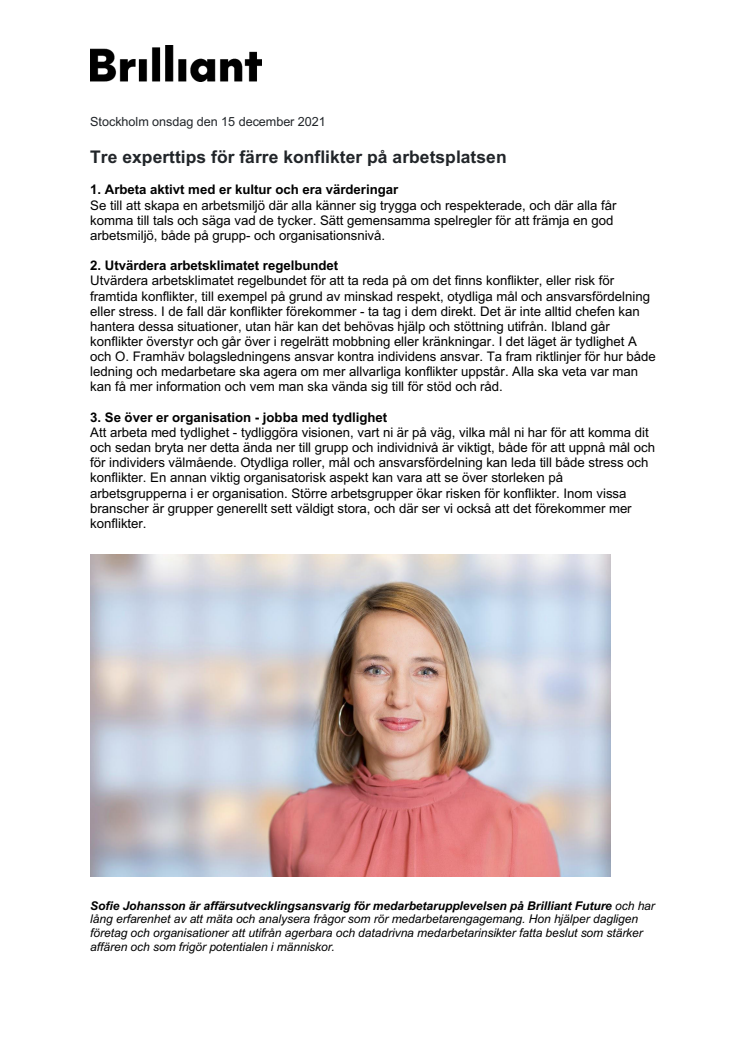 Brilliant Future pressunderlag - Tre experttips för färre konflikter på arbetsplatsen.pdf