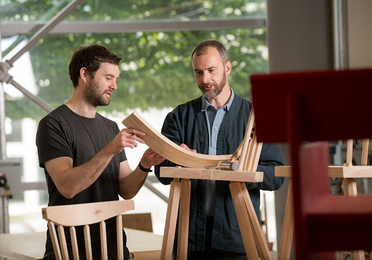 Philip Luscombe and Anthony Forsyth prepare for the exhibition