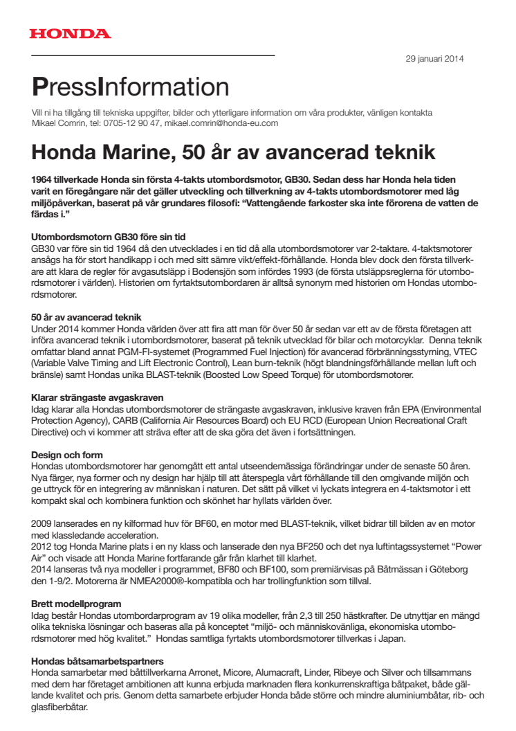Honda Marine firar 50 år av innovation