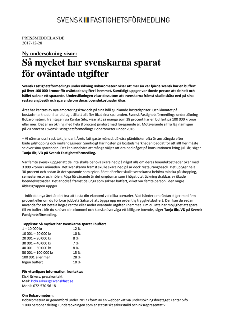 Ny undersökning visar: Så mycket har svenskarna sparat  för oväntade utgifter