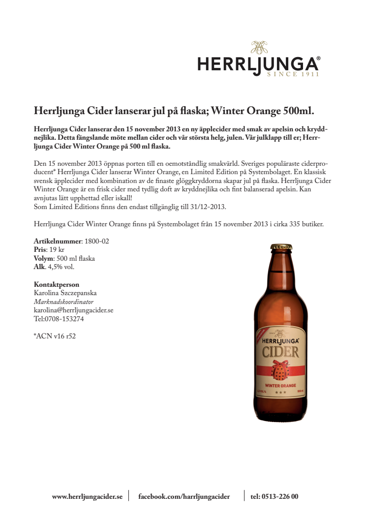 Herrljunga Cider Winter Orange