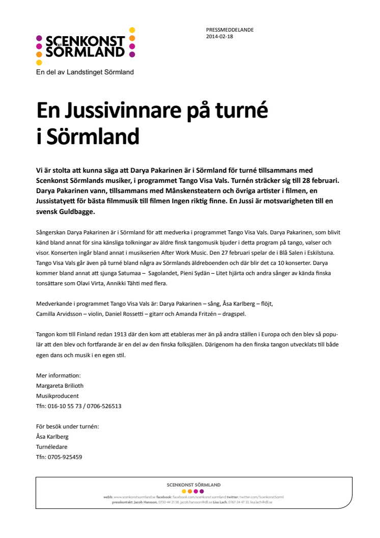 En Jussivinnare på turné i Sörmland