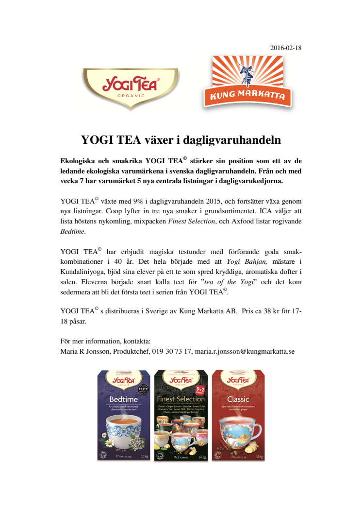 YOGI TEA växer i dagligvaruhandeln 