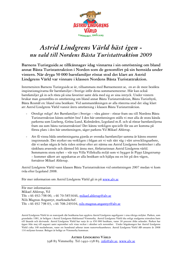 Astrid Lindgrens Värld bäst igen -