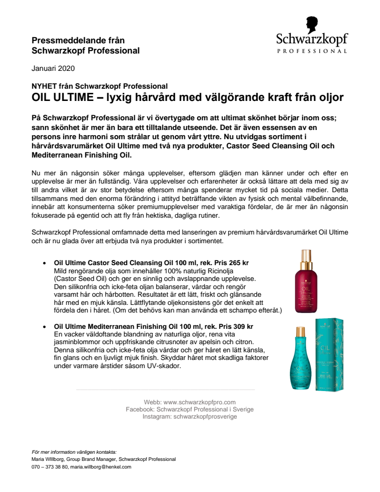 OIL ULTIME – lyxig hårvård med välgörande kraft från oljor 