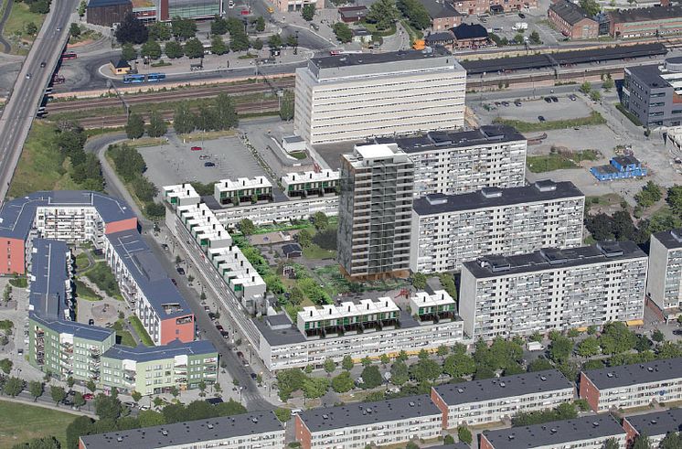 Radhus på taken vy ovanfrån