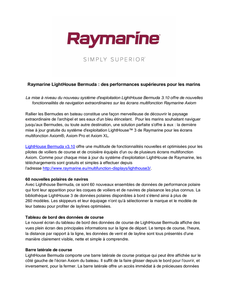 Raymarine LightHouse Bermuda : des performances supérieures pour les marins