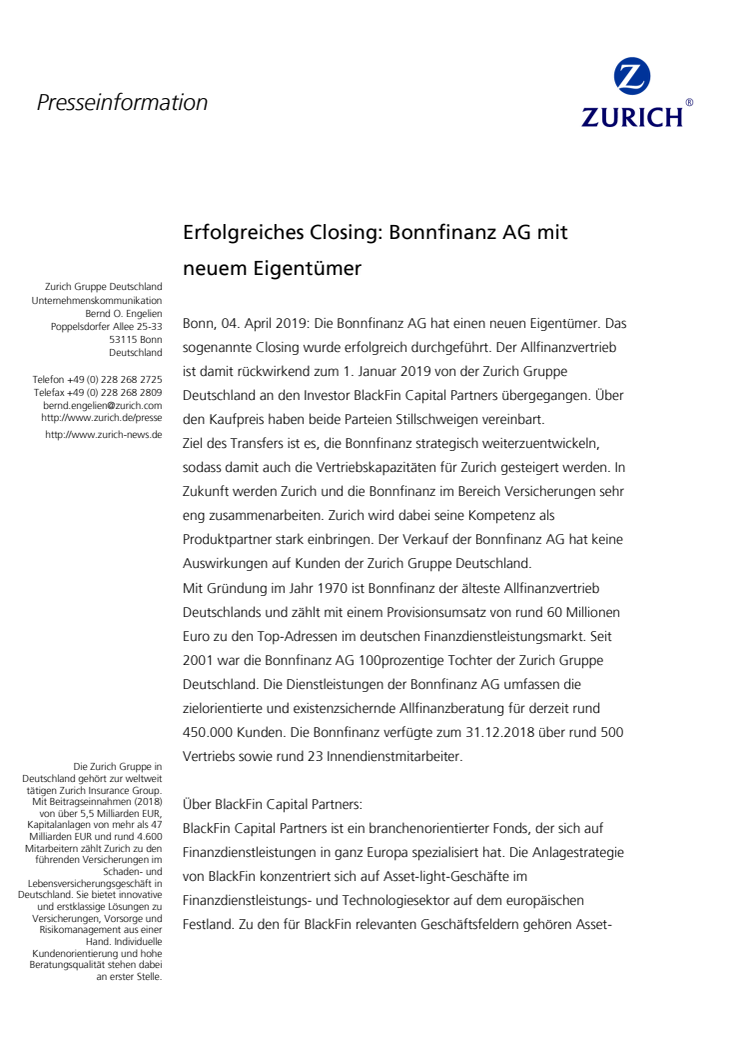 Erfolgreiches Closing: Bonnfinanz AG mit neuem Eigentümer