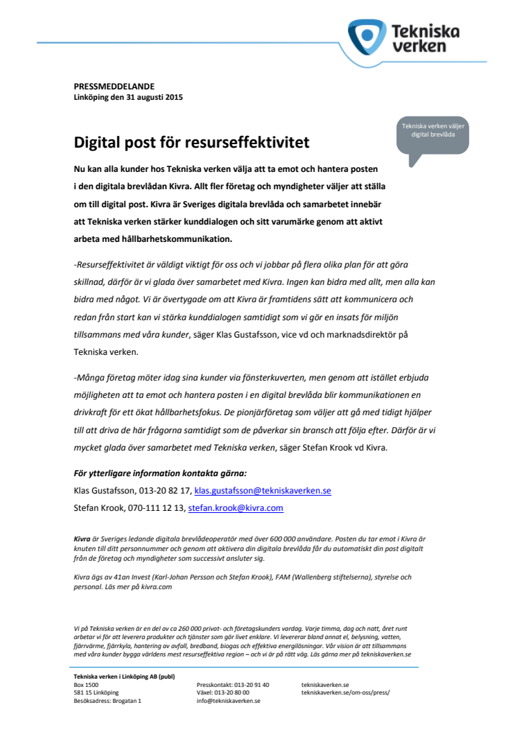 Digital post för resurseffektivitet