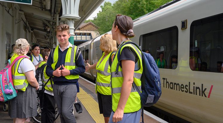 Student Leon prepares to board at Burgess Hill