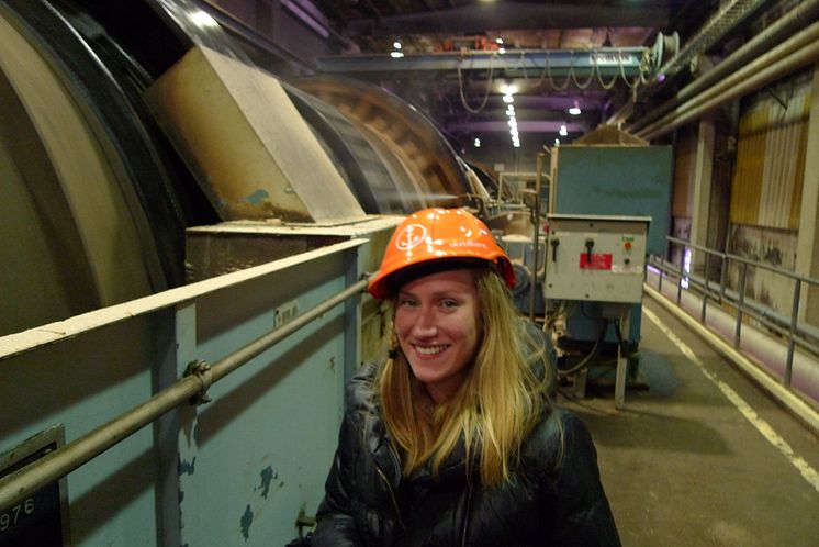 Open's Stephanie Beudat touring the Iggesund Paperboard mill.