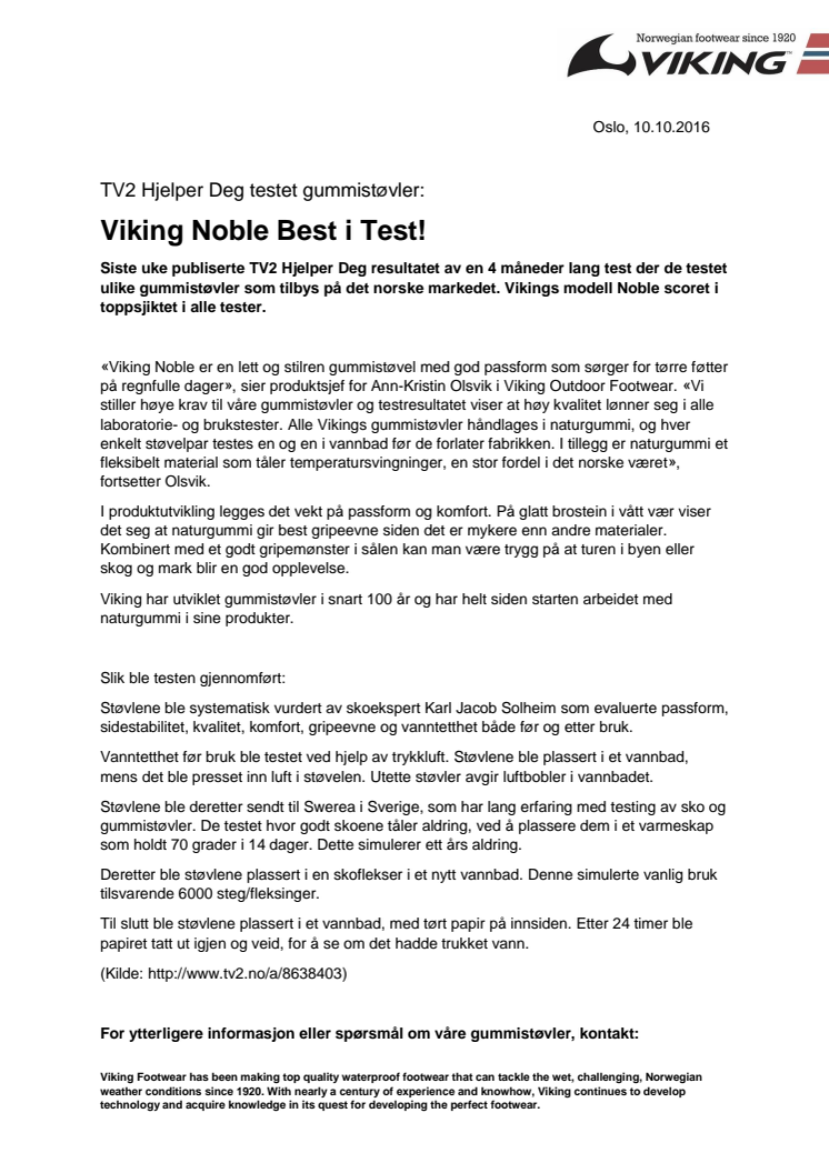 Viking Noble - Best i test på TV2 Hjelper Deg