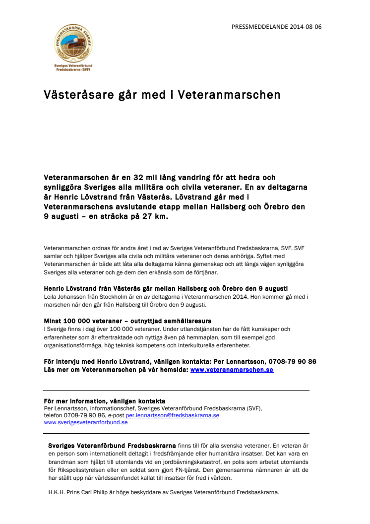 Västeråsare går med i Veteranmarschen