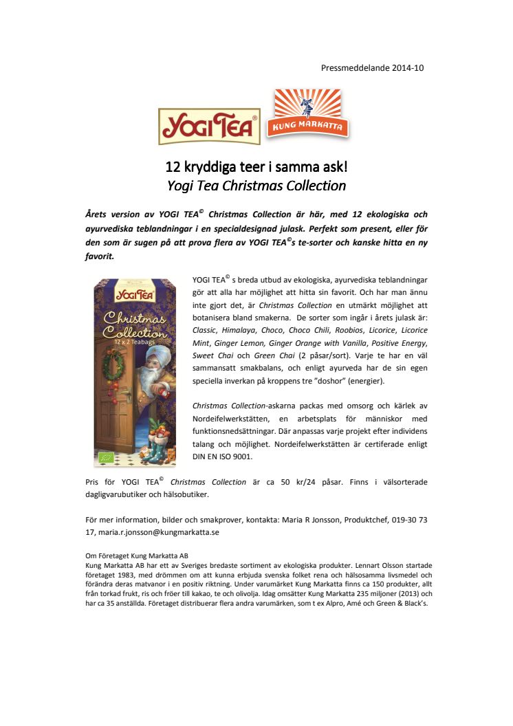 12 kryddiga teer i samma ask! Yogi Tea Christmas Collection.