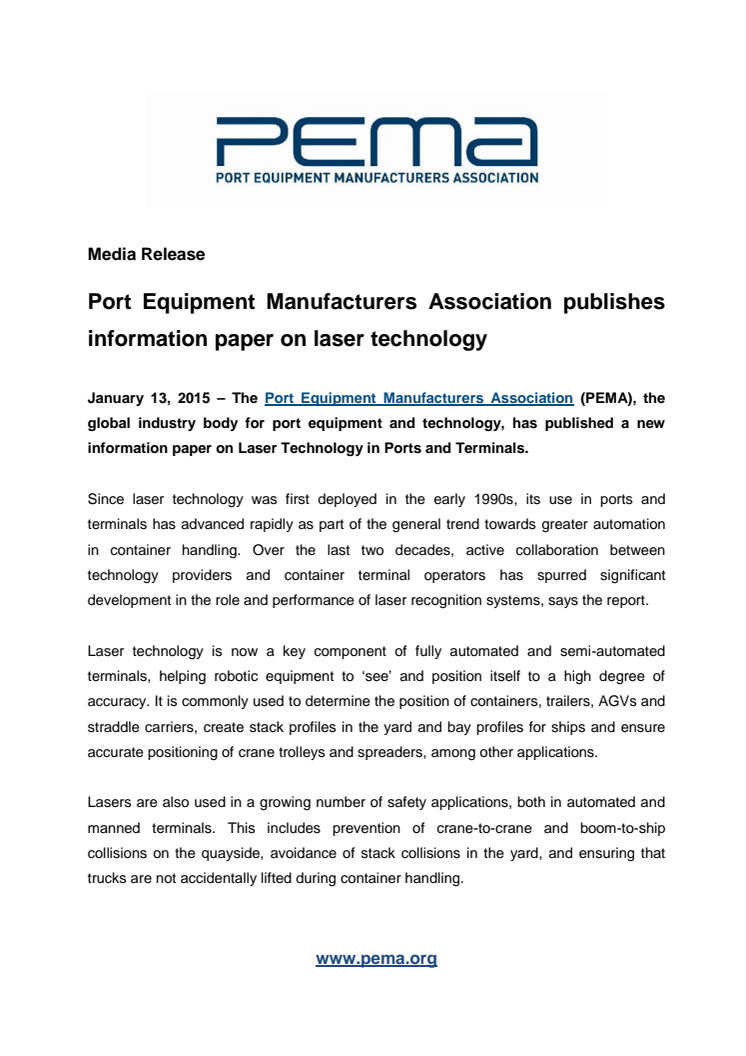 PEMA publishes information paper on laser technology