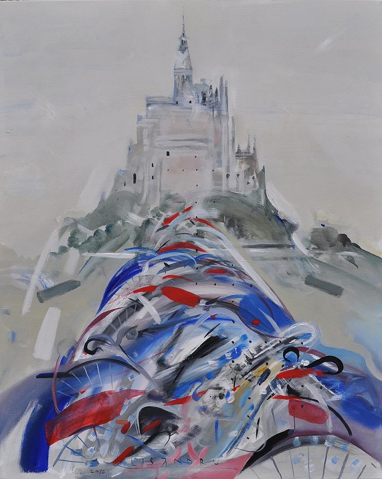 Neamtu Lisandru - Bicyclettes au Mont Saint Michel - 2010 - acrylique sur toile - 100 x 80 cm