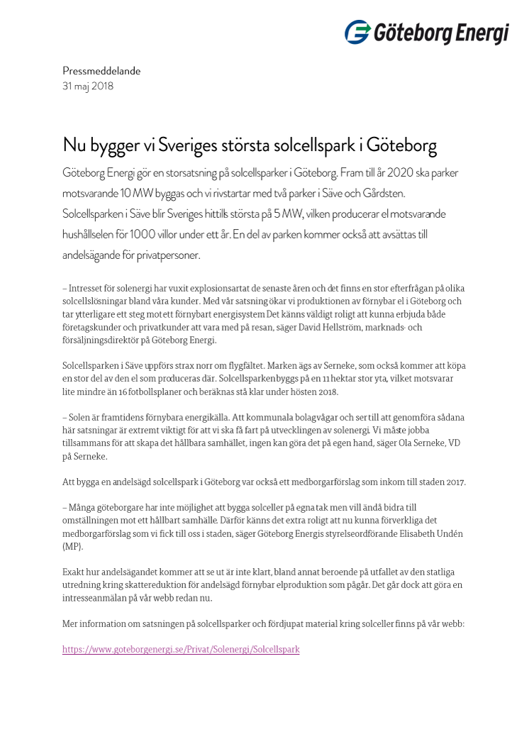 Nu bygger vi Sveriges största solcellspark i Göteborg