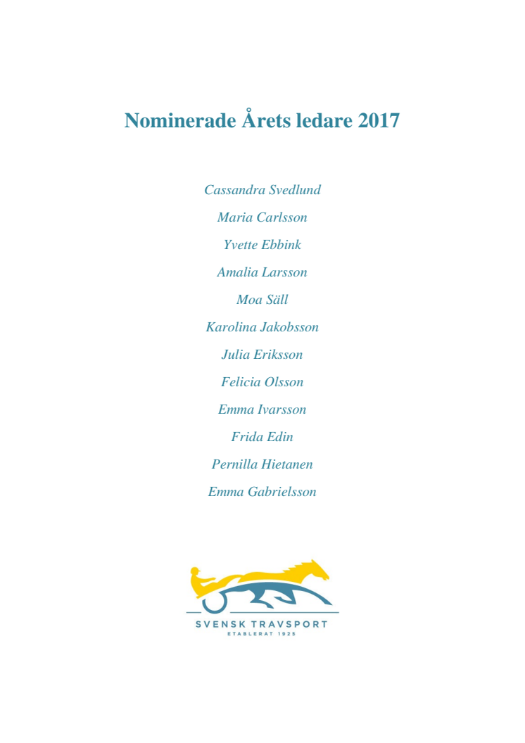 Nominerade till Årets ledare 2017