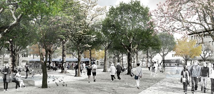 Världen i Lund_VIsionsbild_Gestaltningsförslag för Clemenstorget och Bangatan