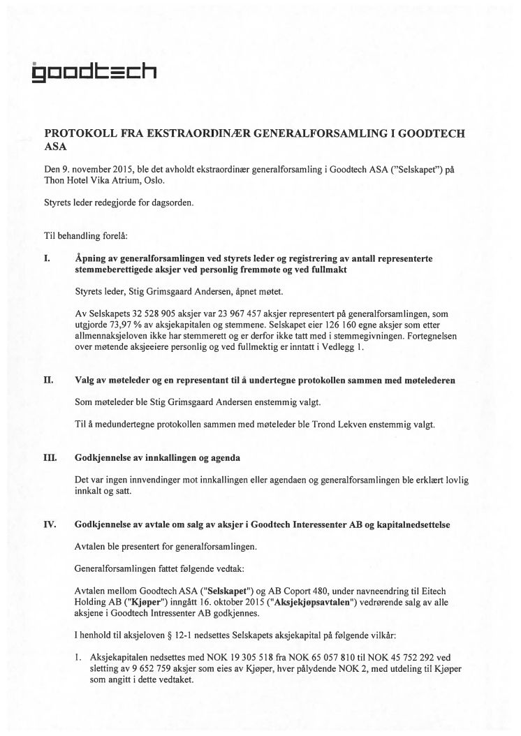 Protokoll ekstraordinær generalforsamling 09.11.2015