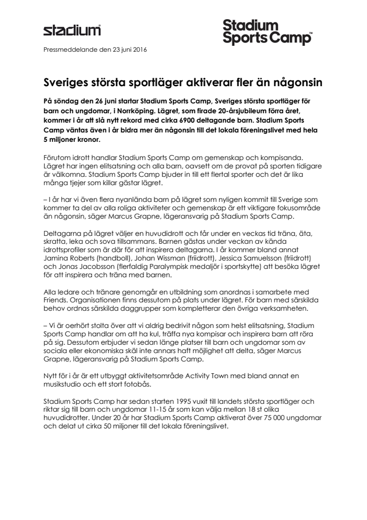 Sveriges största sportläger aktiverar fler än någonsin