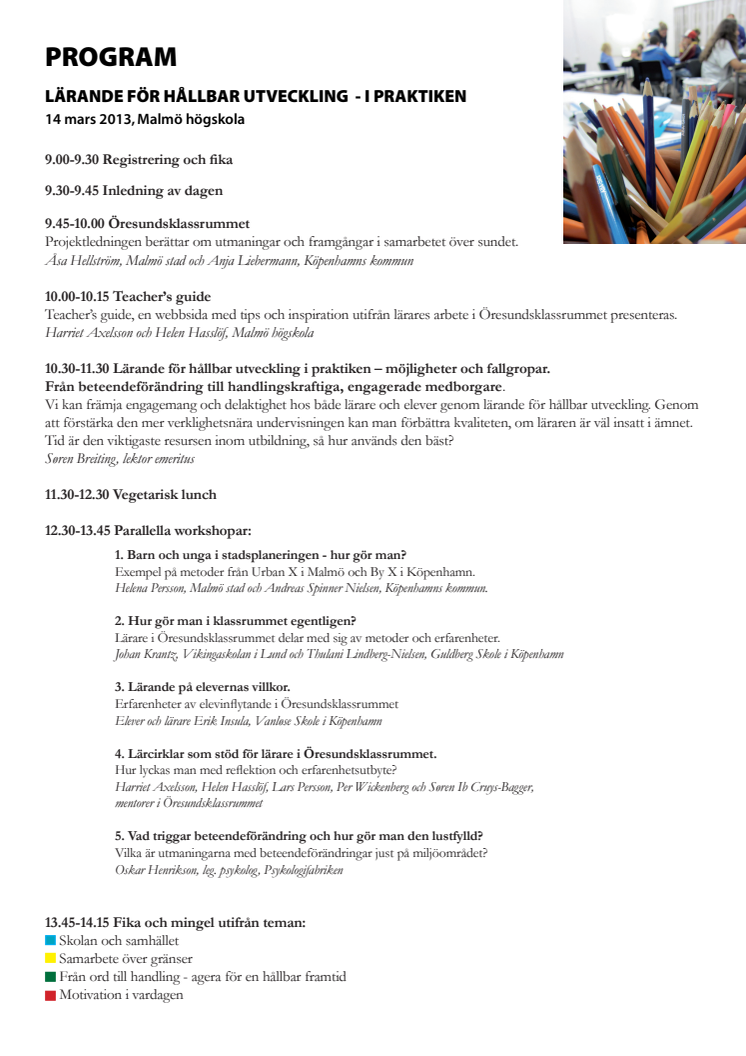 Program för slutkonferens Öresundsklassrummet