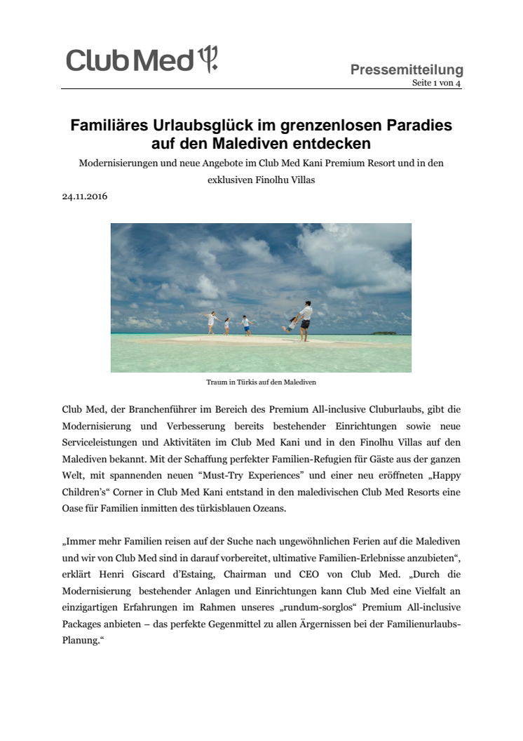Familiäres Urlaubsglück im grenzenlosen Paradies auf den Malediven entdecken