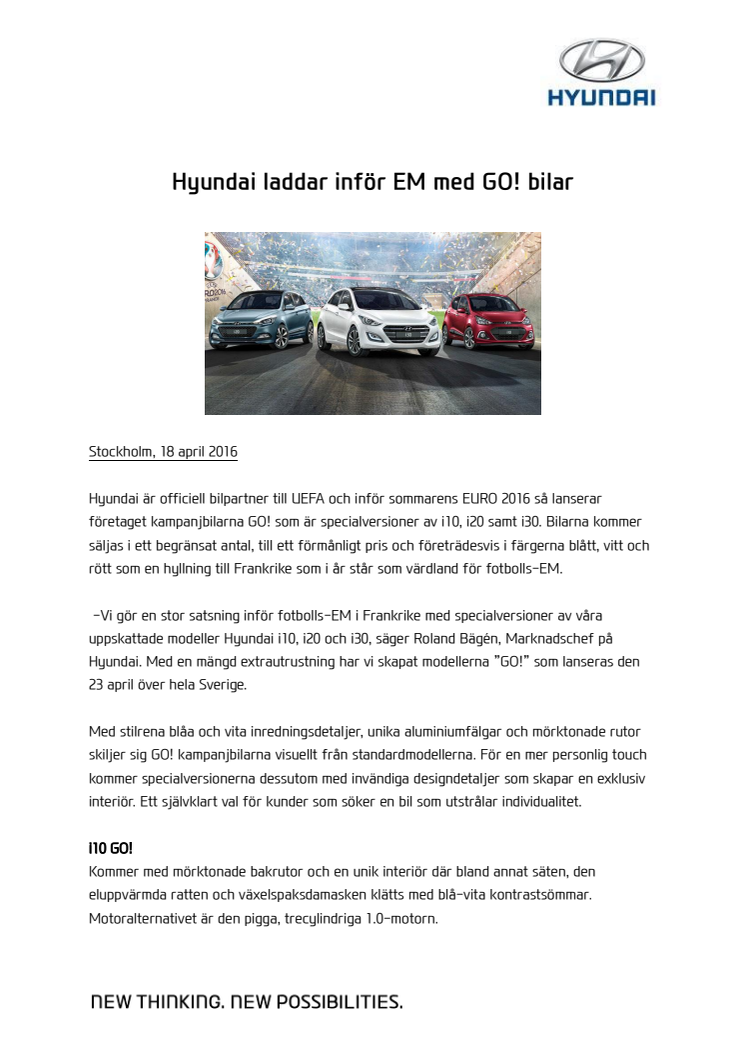 Hyundai laddar inför EM med GO! bilar 